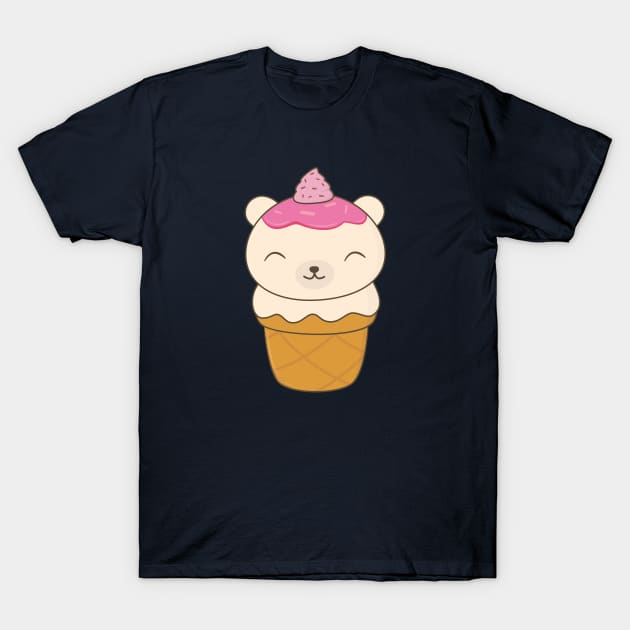 Kawaii Polar Bear Ice Cream T-Shirt T-Shirt by happinessinatee